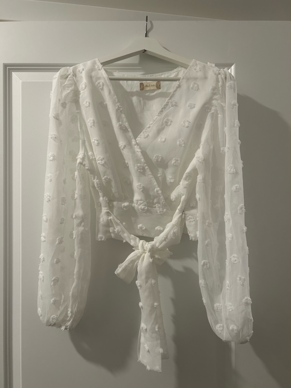 Altar'd State White Textured Wrap Blouse